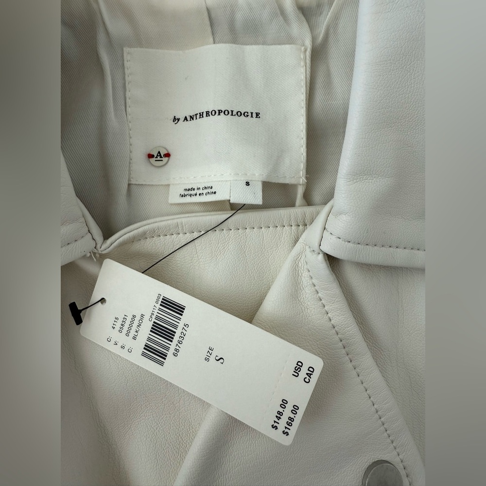 Anthropologie White Faux Leather Moto Vest – Size Small - Picture 7 of 8